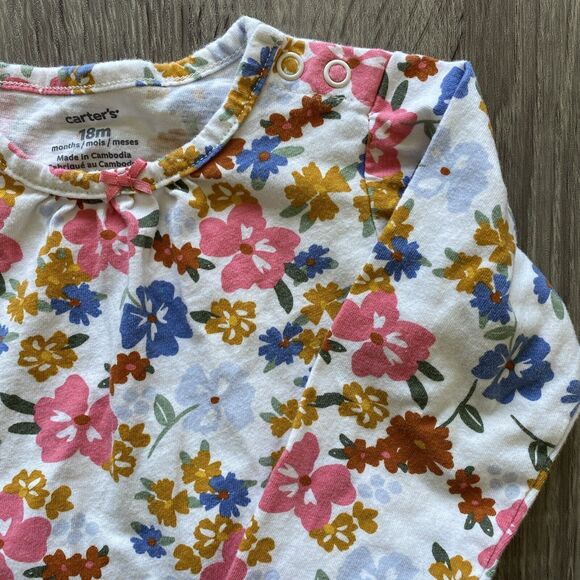 Carters Baby Girls One Piece Floral Long Sleeve 18 Months Spring Flowers Boho - Picture 2 of 8